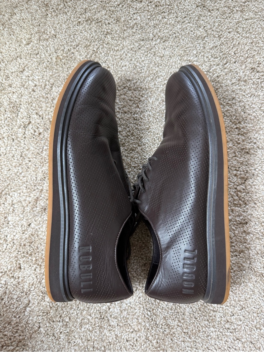 Nobull Men's Chocolate Brown Perforated Leather Dress Shoe Size 11